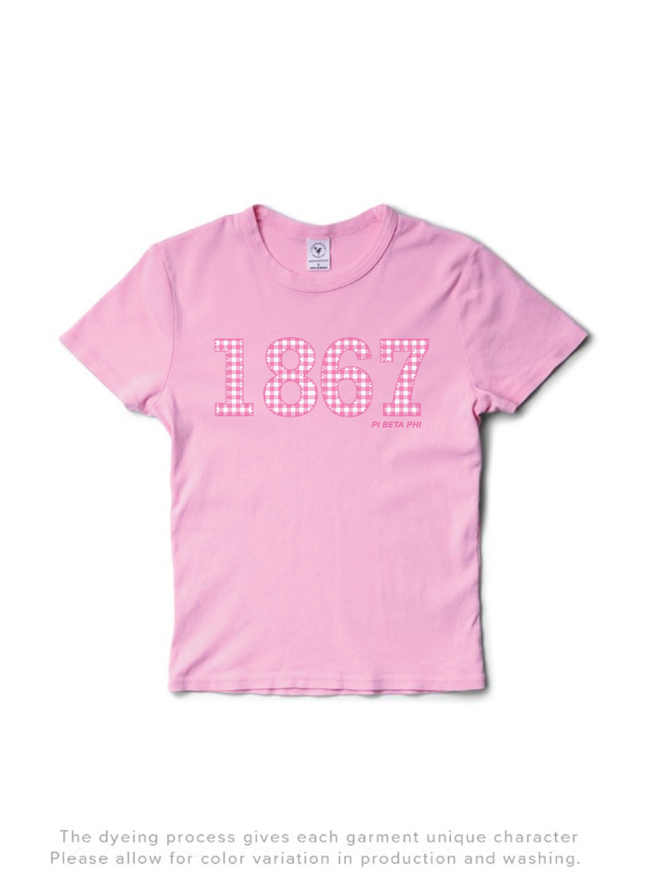 Bubblegum Gingham Year Sorority Baby Tee