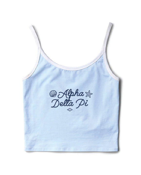 Seashell Arctic Blue/White Alpha Delta Pi Contrast Tank