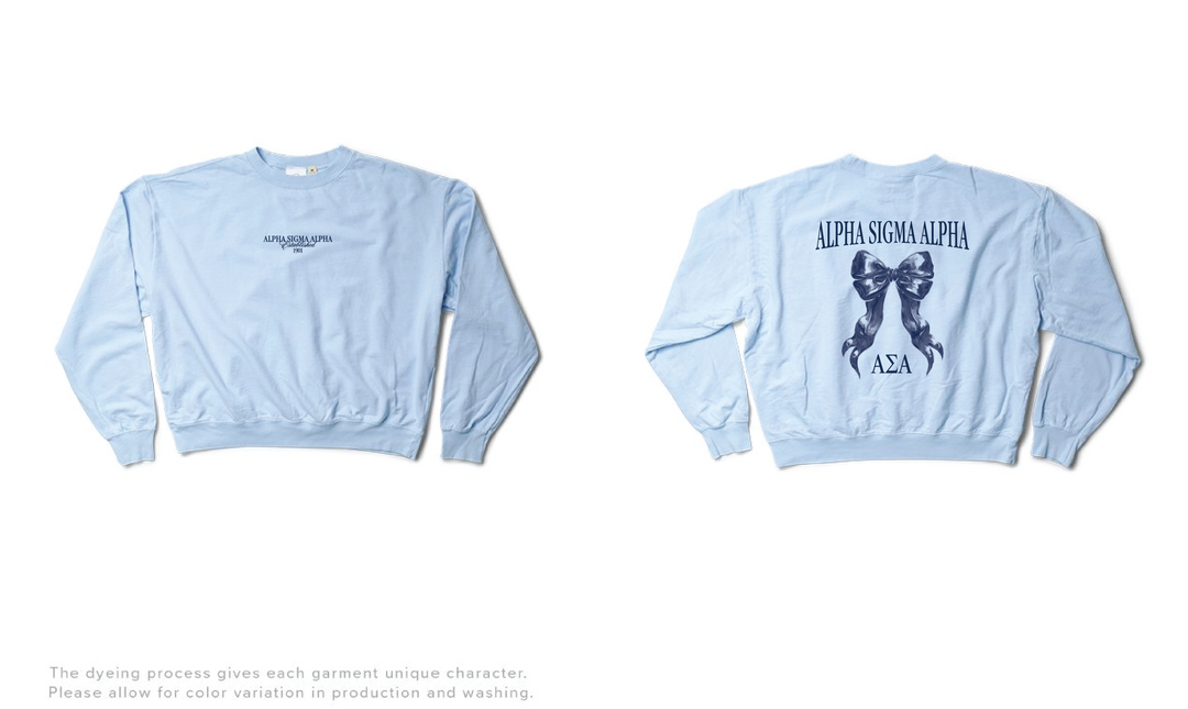 Arctic Blue Bow Light Weight Sorority Crewneck