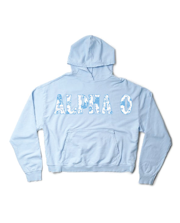 Arctic Blue Floral Light Weight Sorority Hoodie