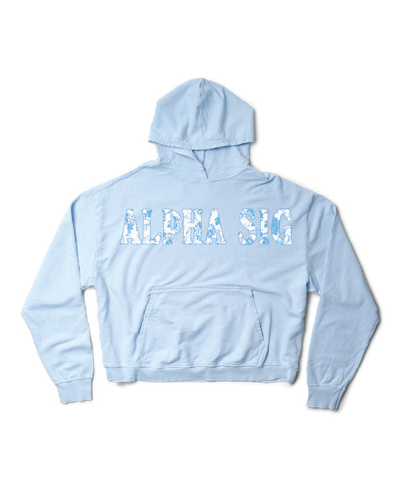 Arctic Blue Floral Light Weight Sorority Hoodie