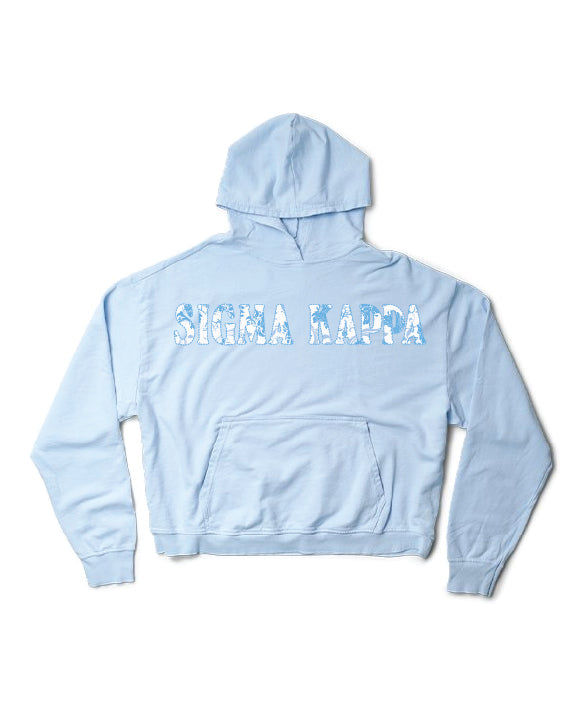 Arctic Blue Floral Light Weight Sorority Hoodie
