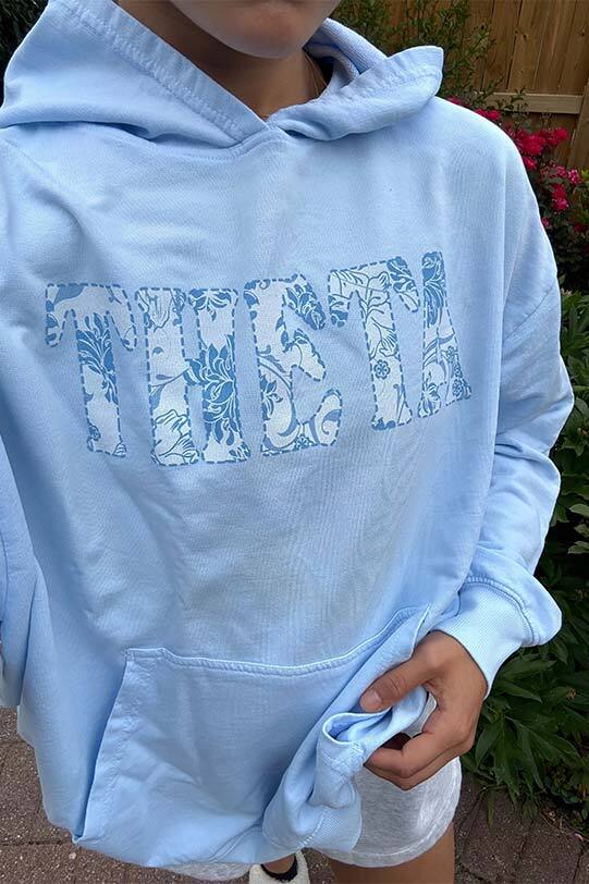 Arctic Blue Floral Light Weight Sorority Hoodie