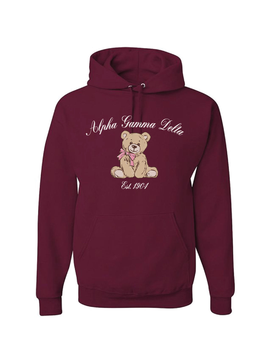 Cursive Bear Maroon Sorority Hoodie