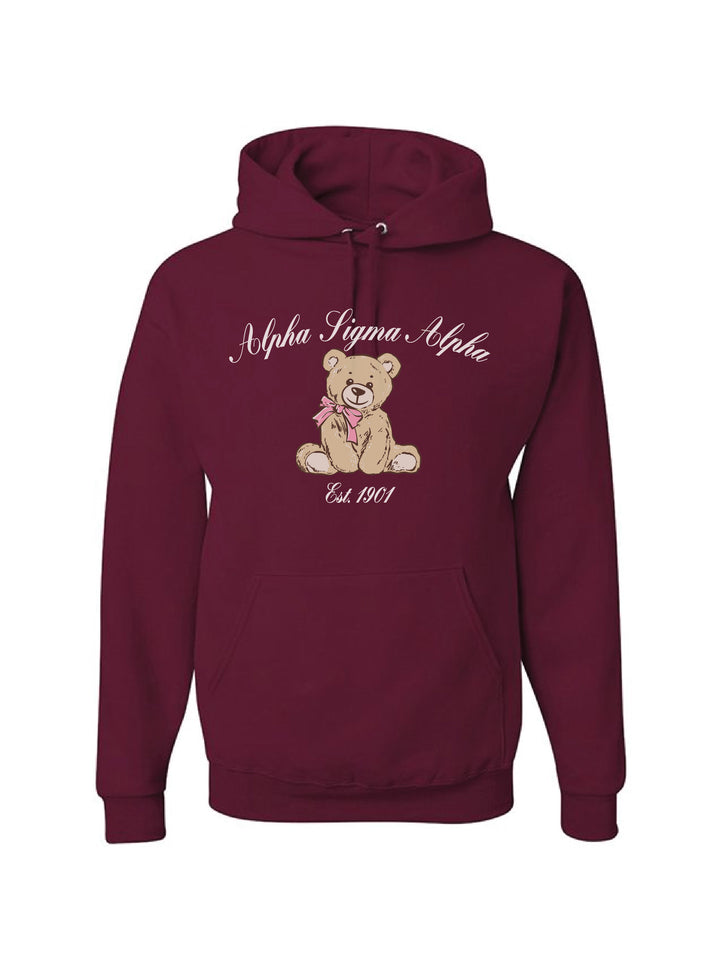 Cursive Bear Maroon Sorority Hoodie