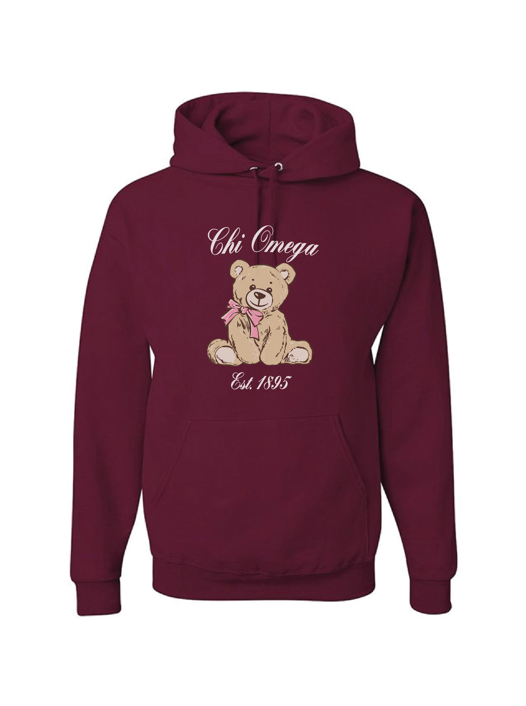 Cursive Bear Maroon Sorority Hoodie