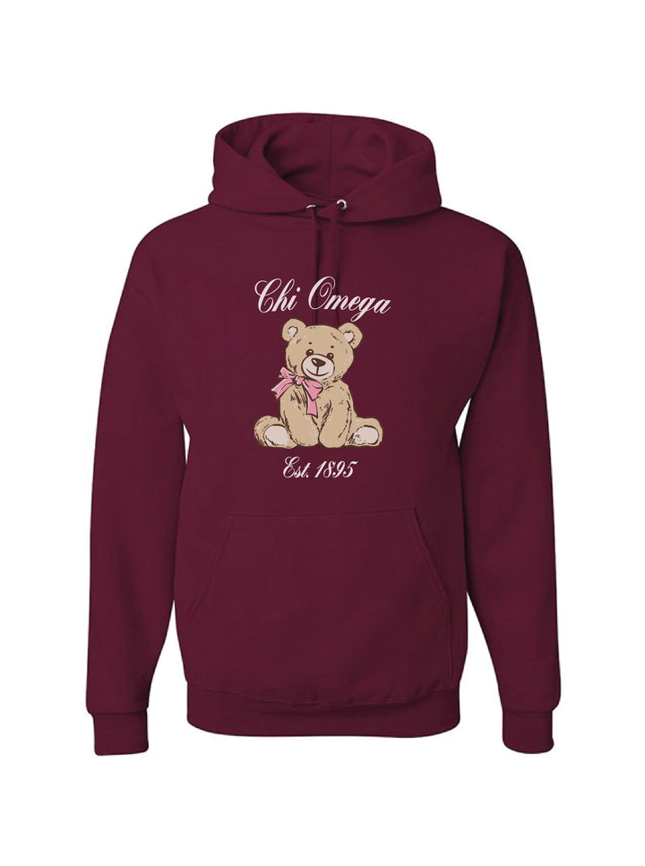Cursive Bear Maroon Sorority Hoodie