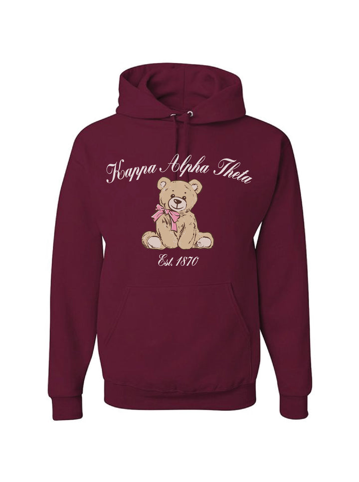 Cursive Bear Maroon Sorority Hoodie