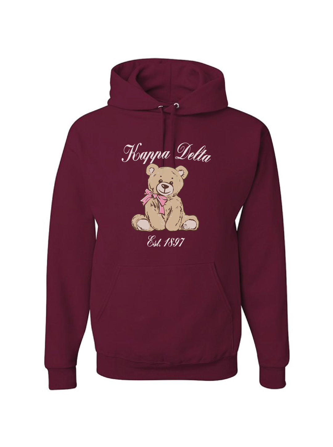 Cursive Bear Maroon Sorority Hoodie
