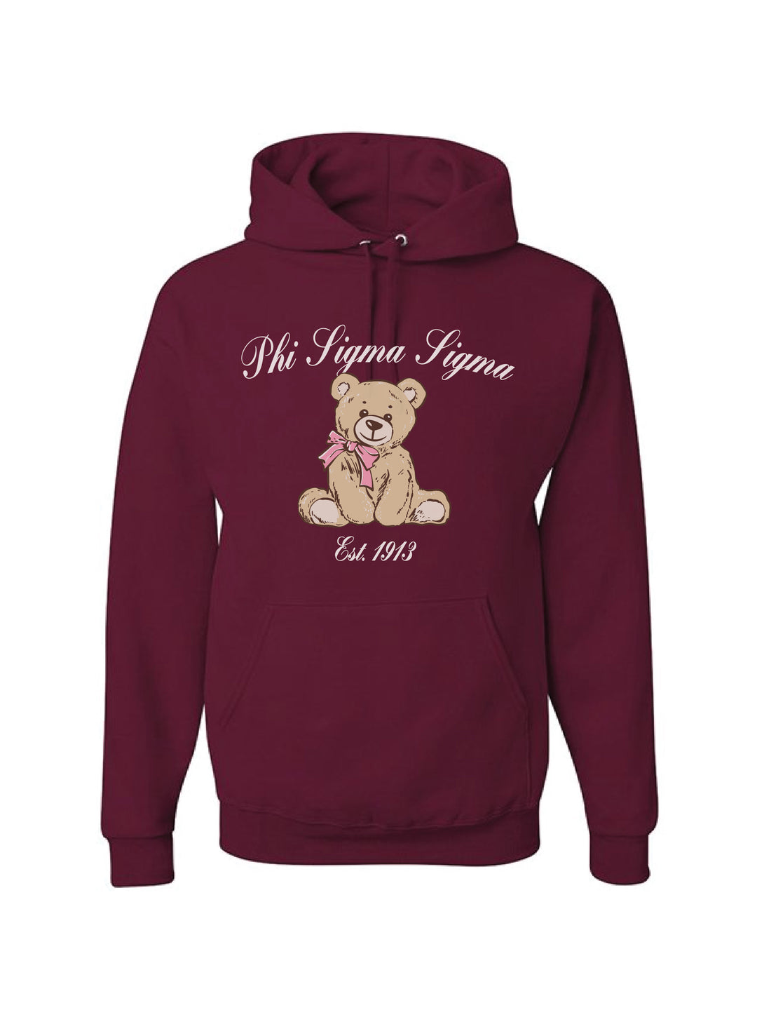 Cursive Bear Maroon Sorority Hoodie