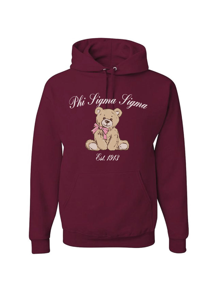 Cursive Bear Maroon Sorority Hoodie
