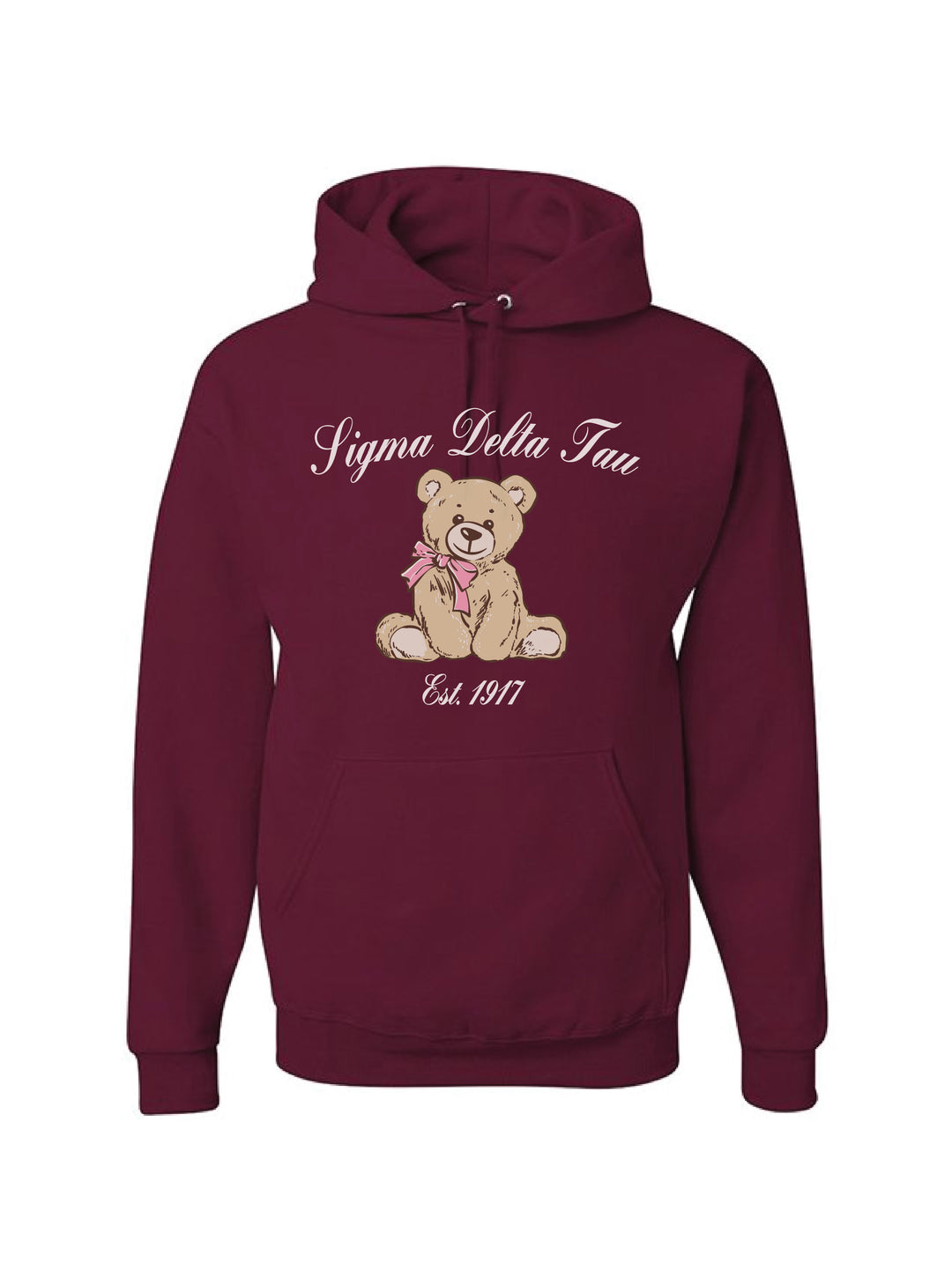 Cursive Bear Maroon Sorority Hoodie