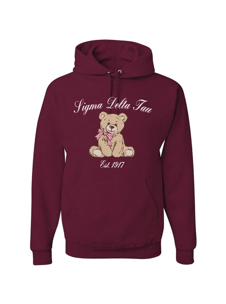 Cursive Bear Maroon Sorority Hoodie