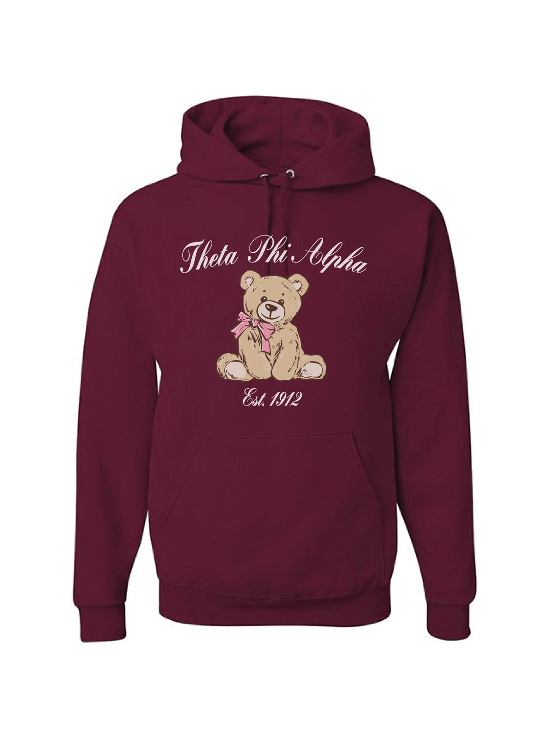 Cursive Bear Maroon Sorority Hoodie
