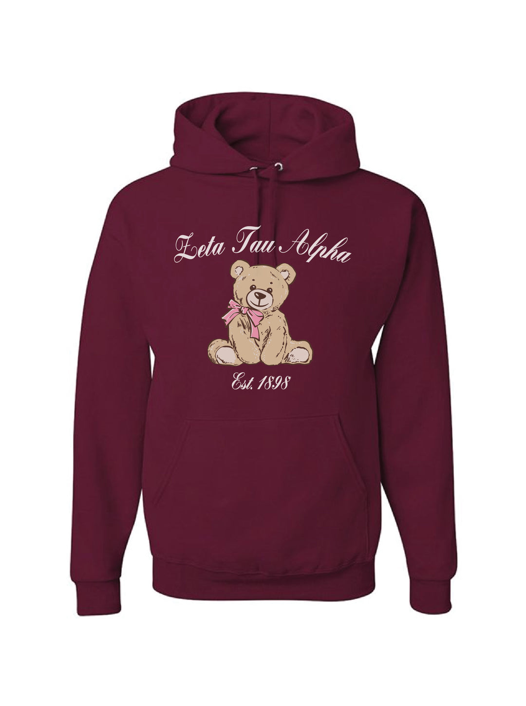 Cursive Bear Maroon Sorority Hoodie