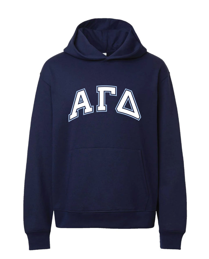 Block Letter Outline Navy Heavy Weight Sorority Hoodie