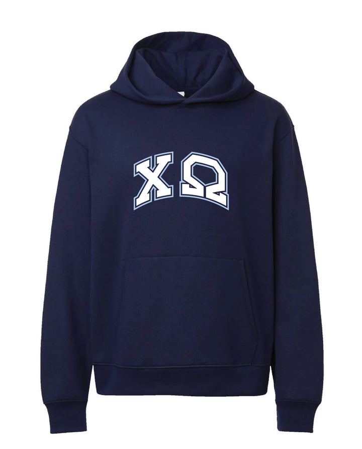 Block Letter Outline Navy Heavy Weight Sorority Hoodie
