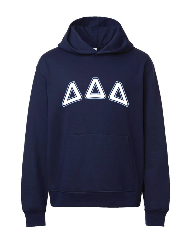 Block Letter Outline Navy Heavy Weight Sorority Hoodie