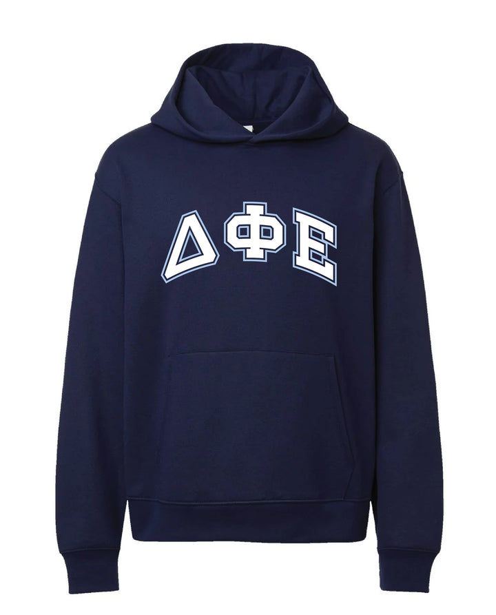 Block Letter Outline Navy Heavy Weight Sorority Hoodie