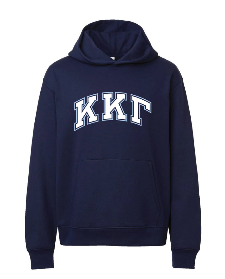 Block Letter Outline Navy Heavy Weight Sorority Hoodie