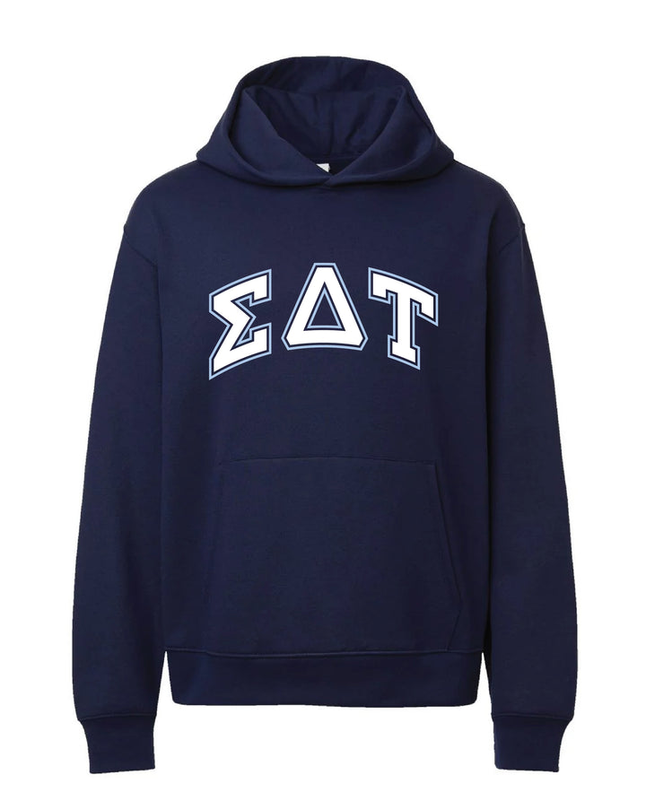 Block Letter Outline Navy Heavy Weight Sorority Hoodie