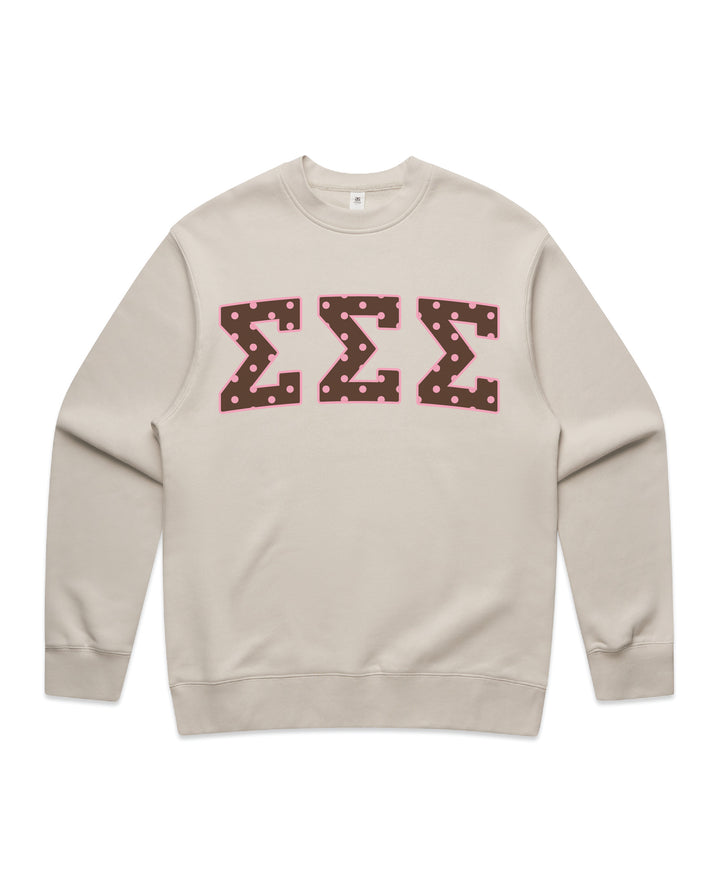 Brown & Pink Polka Dot Heavy Weight Sorority Crewneck