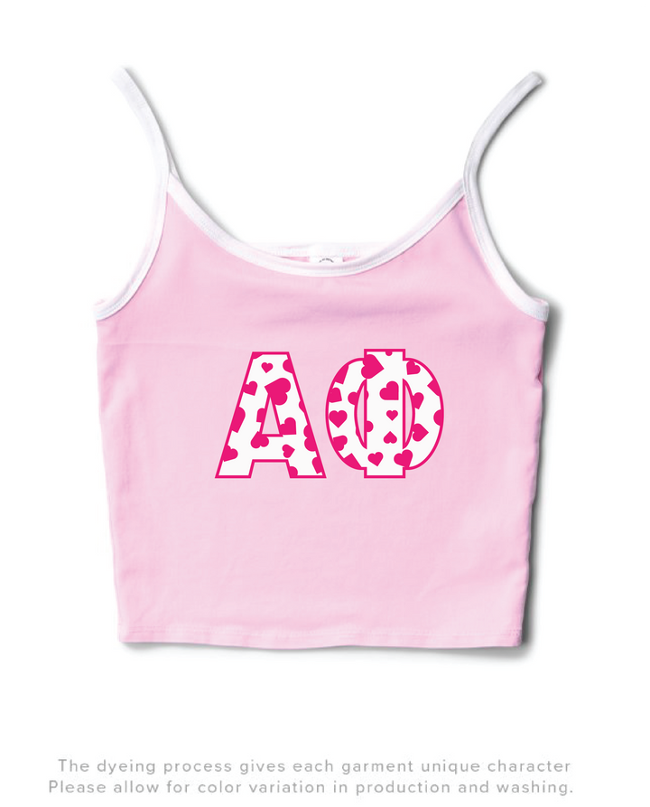Bubblegum/White Heart Set Contrast Sorority Tank