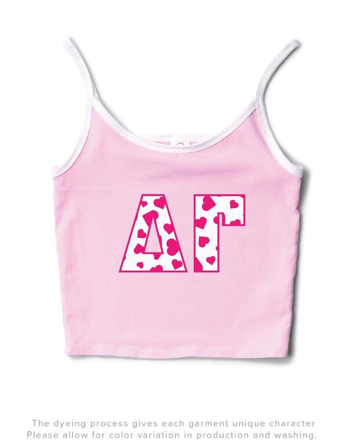Bubblegum/White Heart Set Contrast Sorority Tank