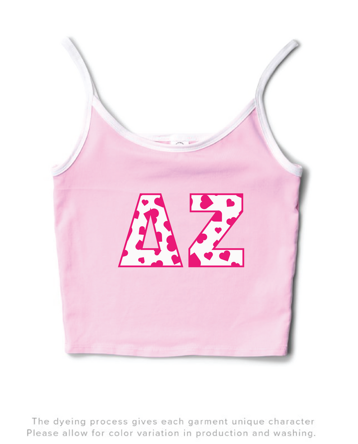 Bubblegum/White Heart Set Contrast Sorority Tank