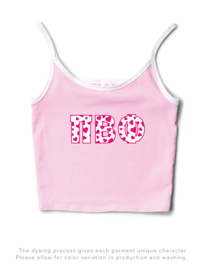 Bubblegum/White Heart Set Contrast Sorority Tank