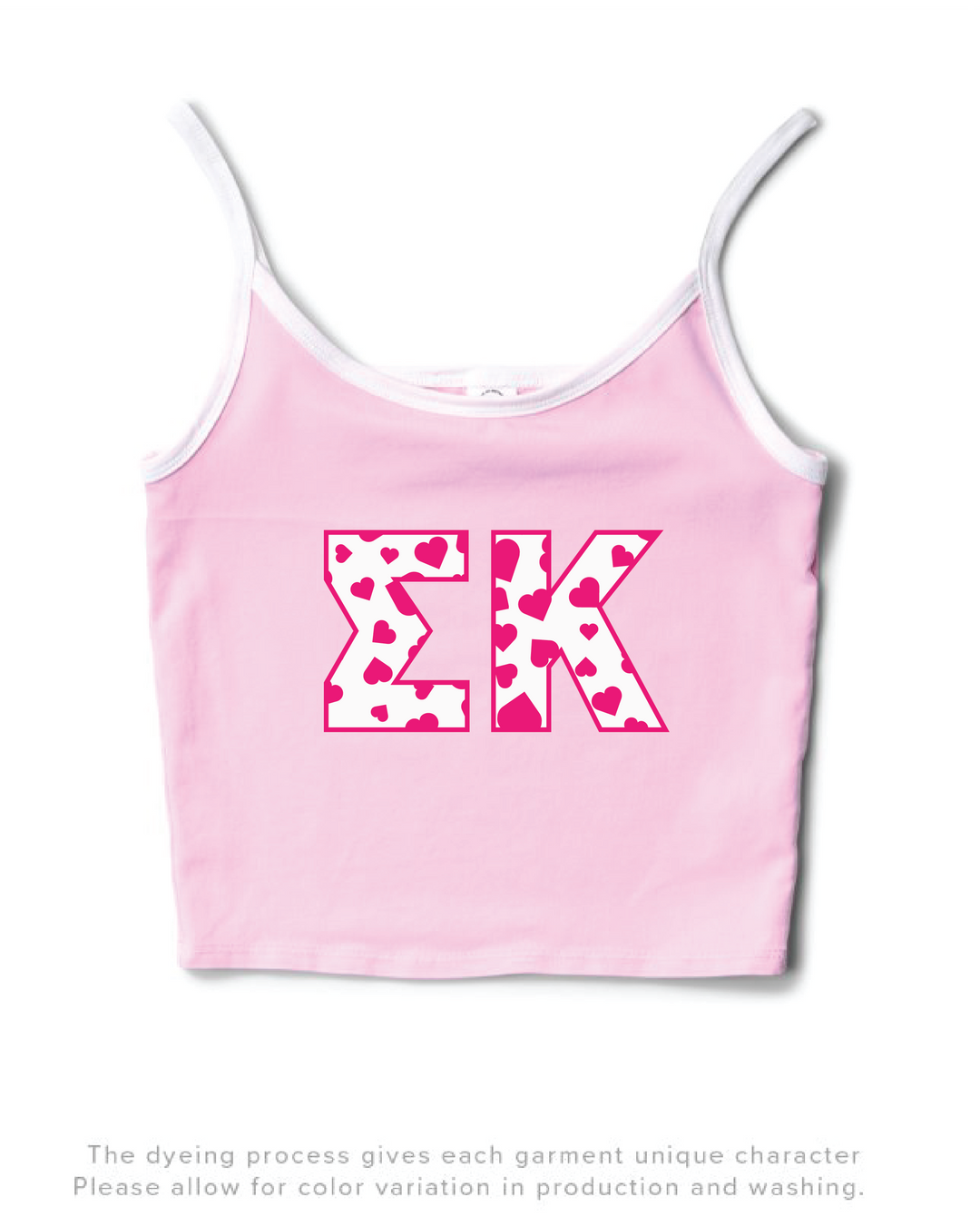 Bubblegum/White Heart Set Contrast Sorority Tank