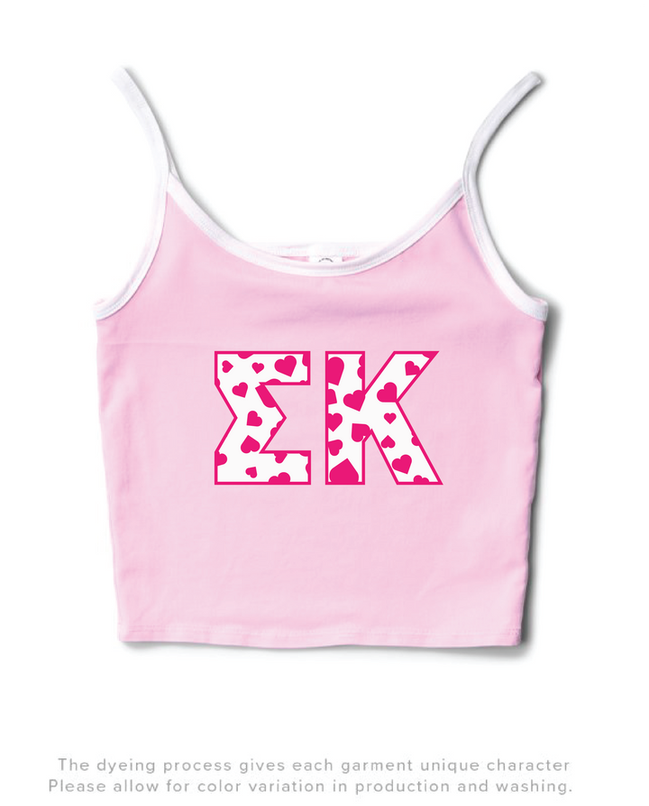 Bubblegum/White Heart Set Contrast Sorority Tank