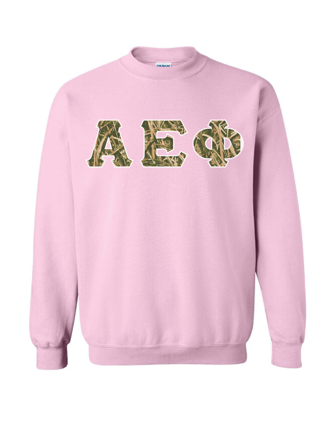 Camo Letters Light Pink Sorority Crewneck - 2XL - 3XL