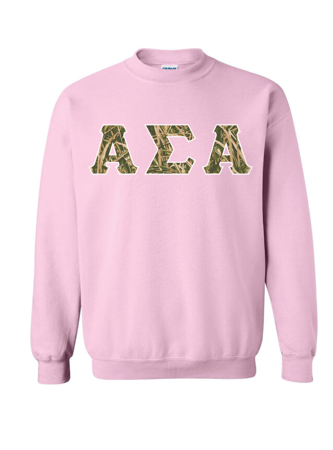 Camo Letters Light Pink Sorority Crewneck - 2XL - 3XL