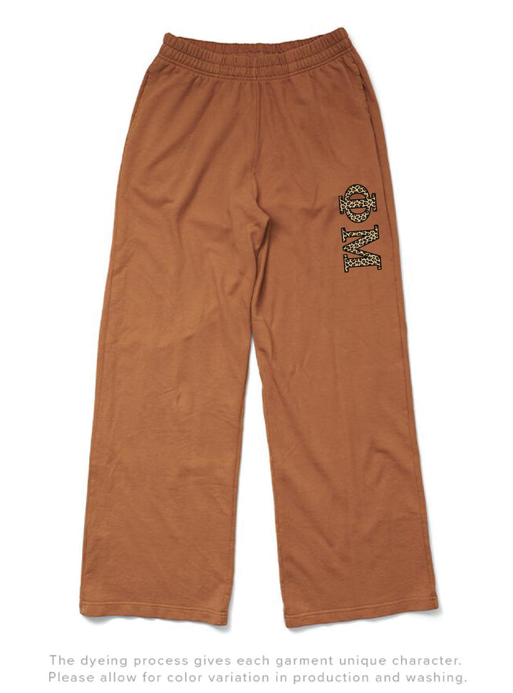 Caffeine Cheetah Greek Letters Light Weight Wide Leg Pants
