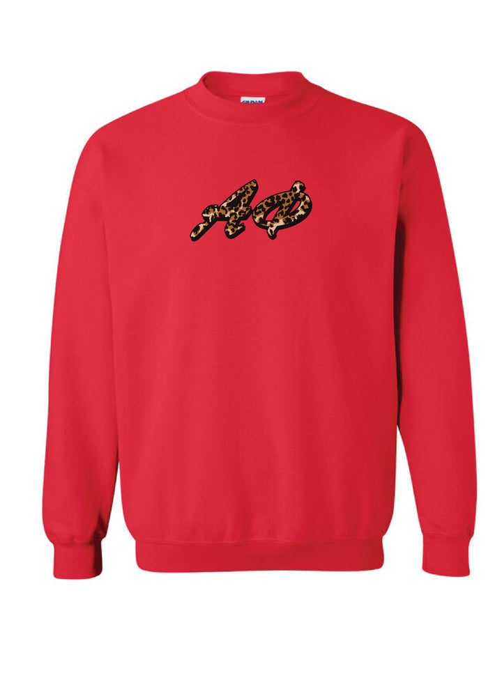 Cheetah Letters Red Sorority Crewneck