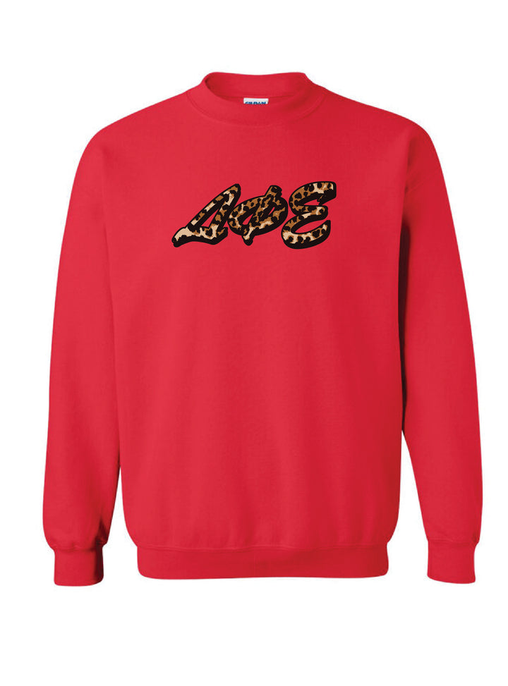 Cheetah Letters Red Sorority Crewneck