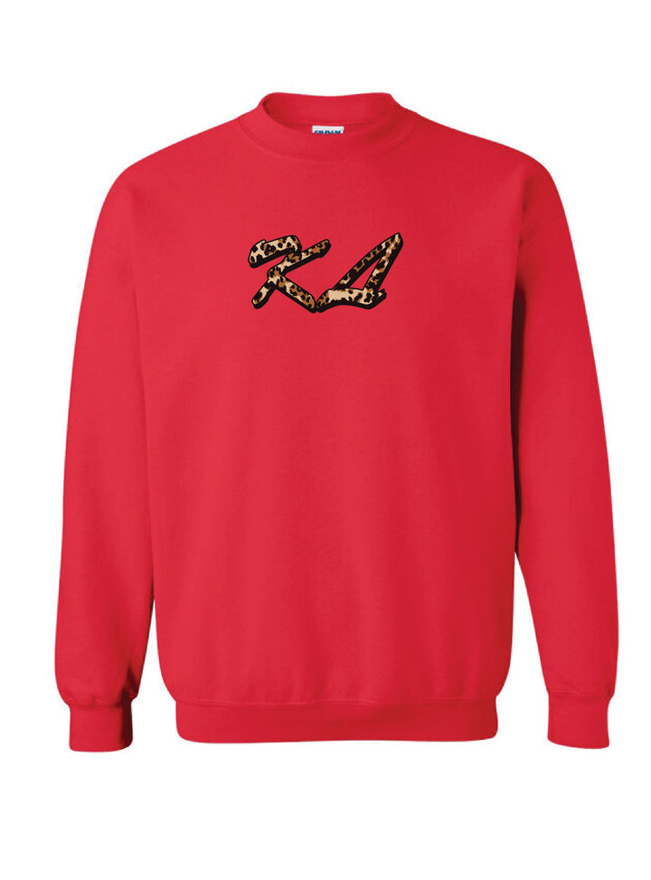 Cheetah Letters Red Sorority Crewneck