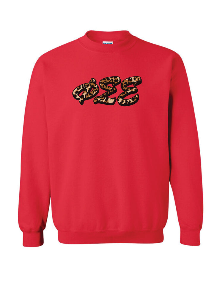 Cheetah Letters Red Sorority Crewneck