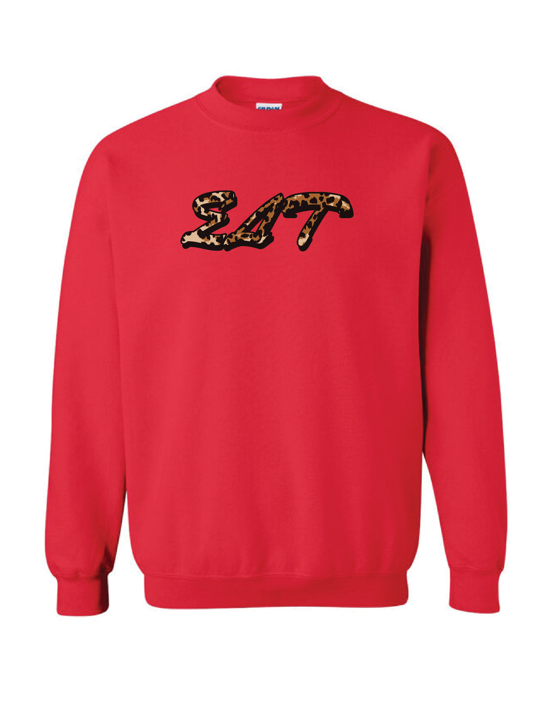 Cheetah Letters Red Sorority Crewneck