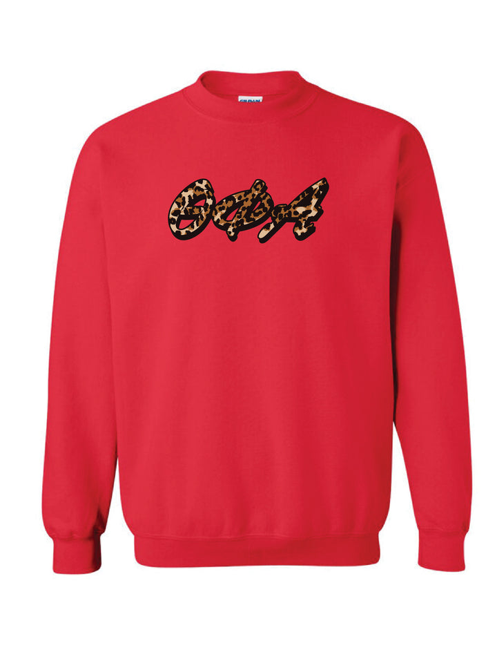 Cheetah Letters Red Sorority Crewneck