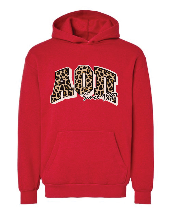 Cheetah Letters Red Sorority Hoodie