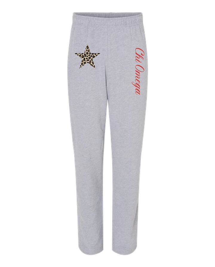 Cheetah Star Gray Sorority Straight Leg Pants