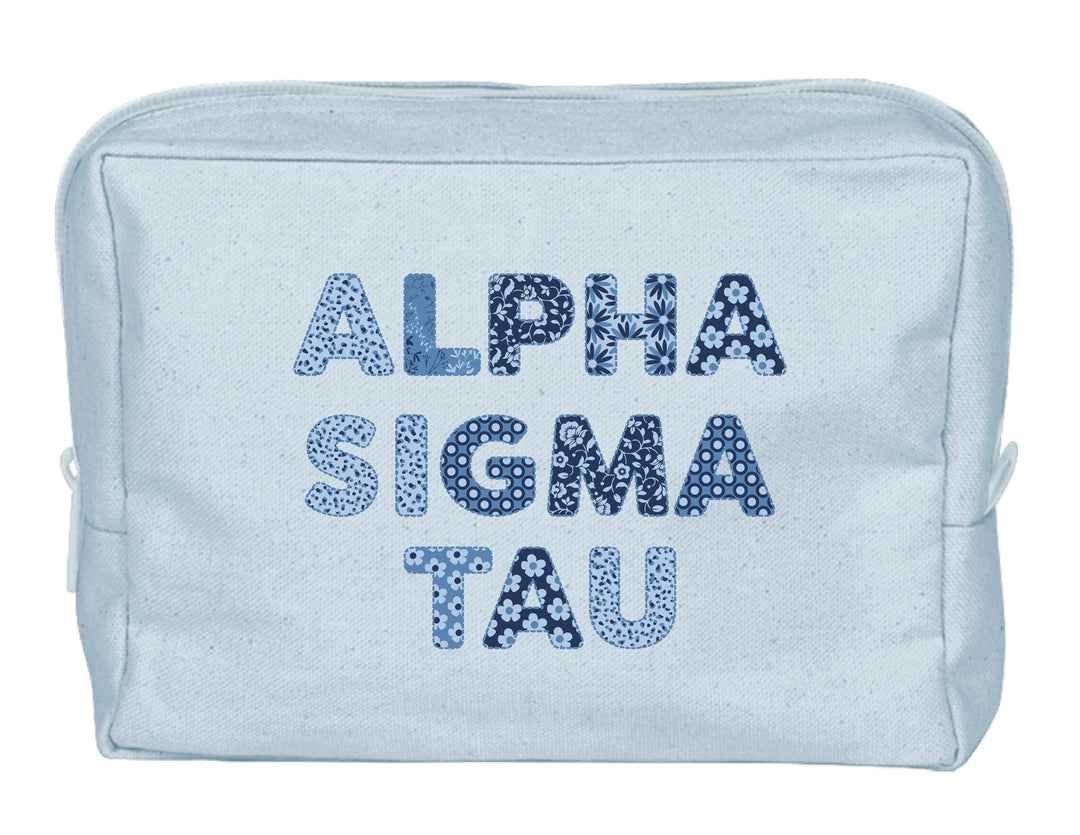 Alpha Sigma Tau Coquette Powder Blue Make-Up Pouch