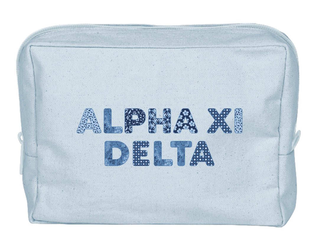 Alpha Xi Delta Coquette Powder Blue Make-Up Pouch