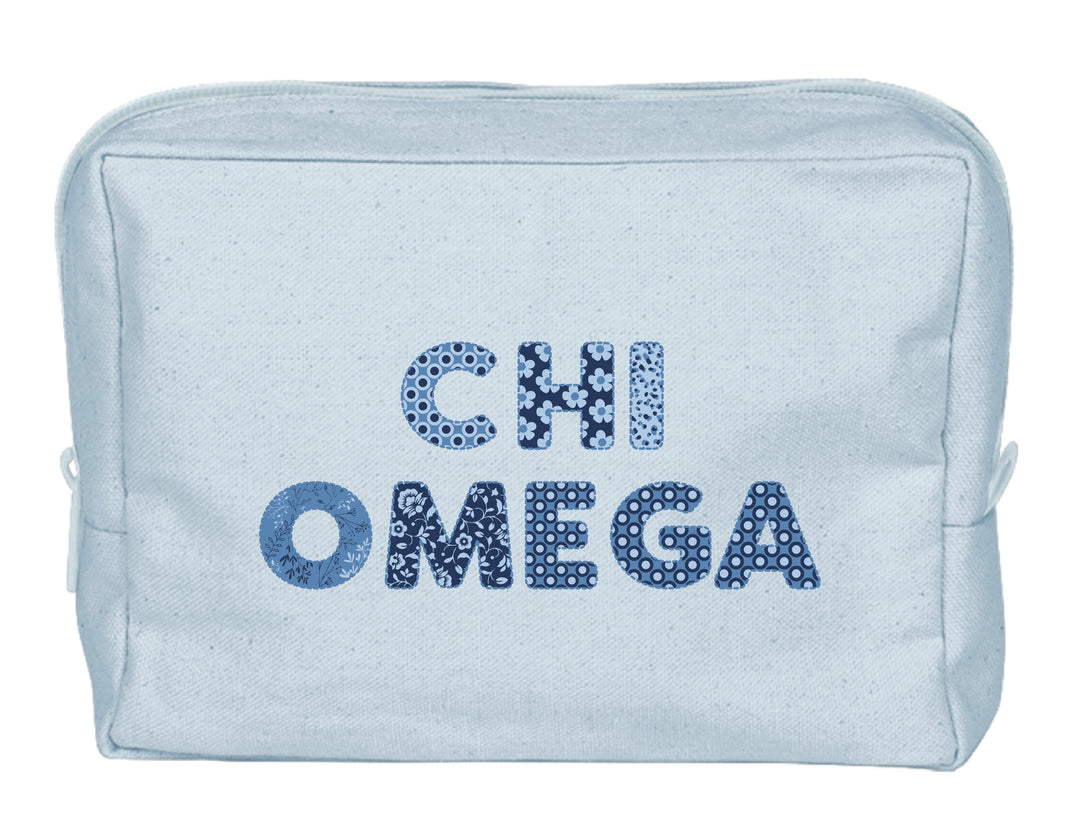 Chi Omega Coquette Powder Blue Make-Up Pouch