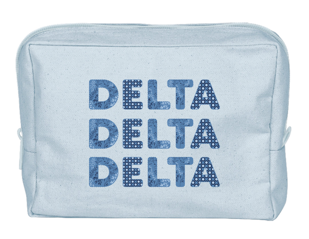 Delta Delta Delta Coquette Powder Blue Make-Up Pouch