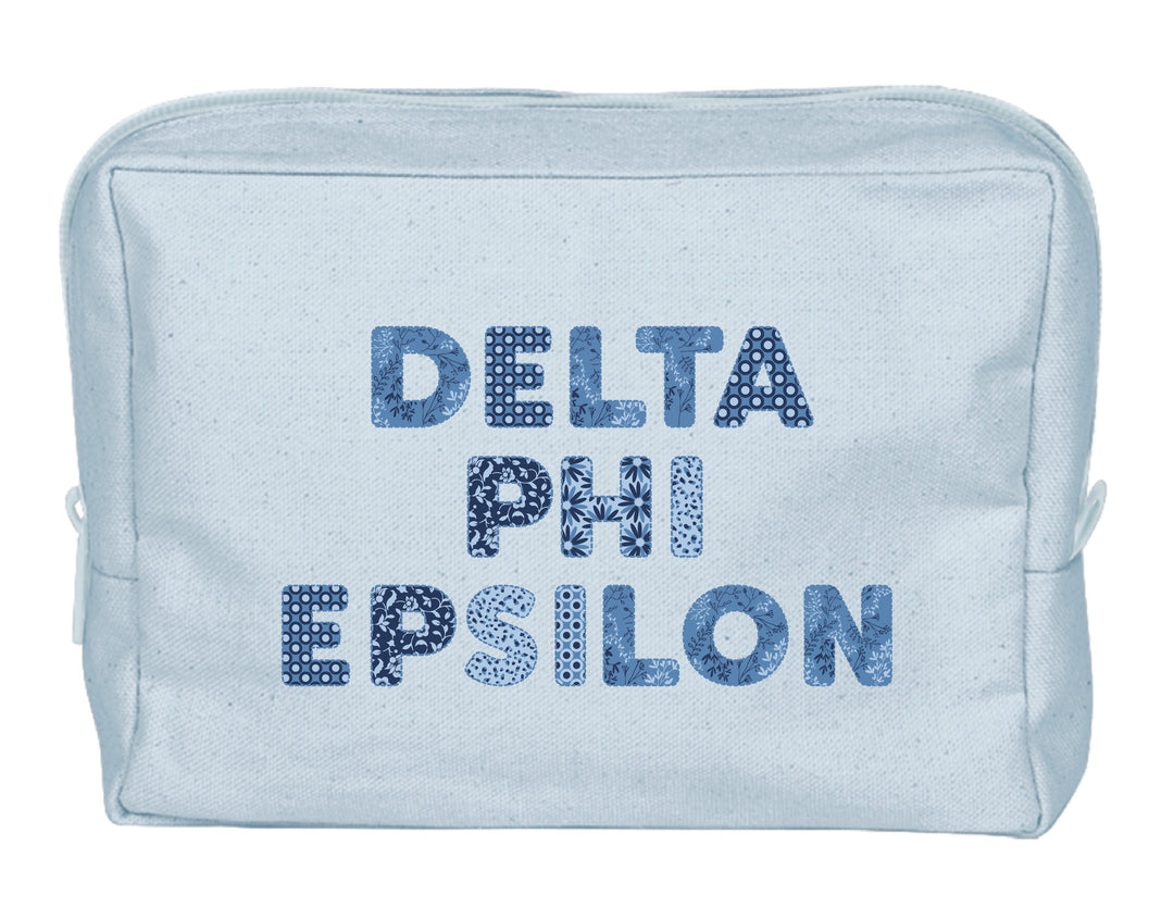 Delta Phi Epsilon Coquette Powder Blue Make-Up Pouch