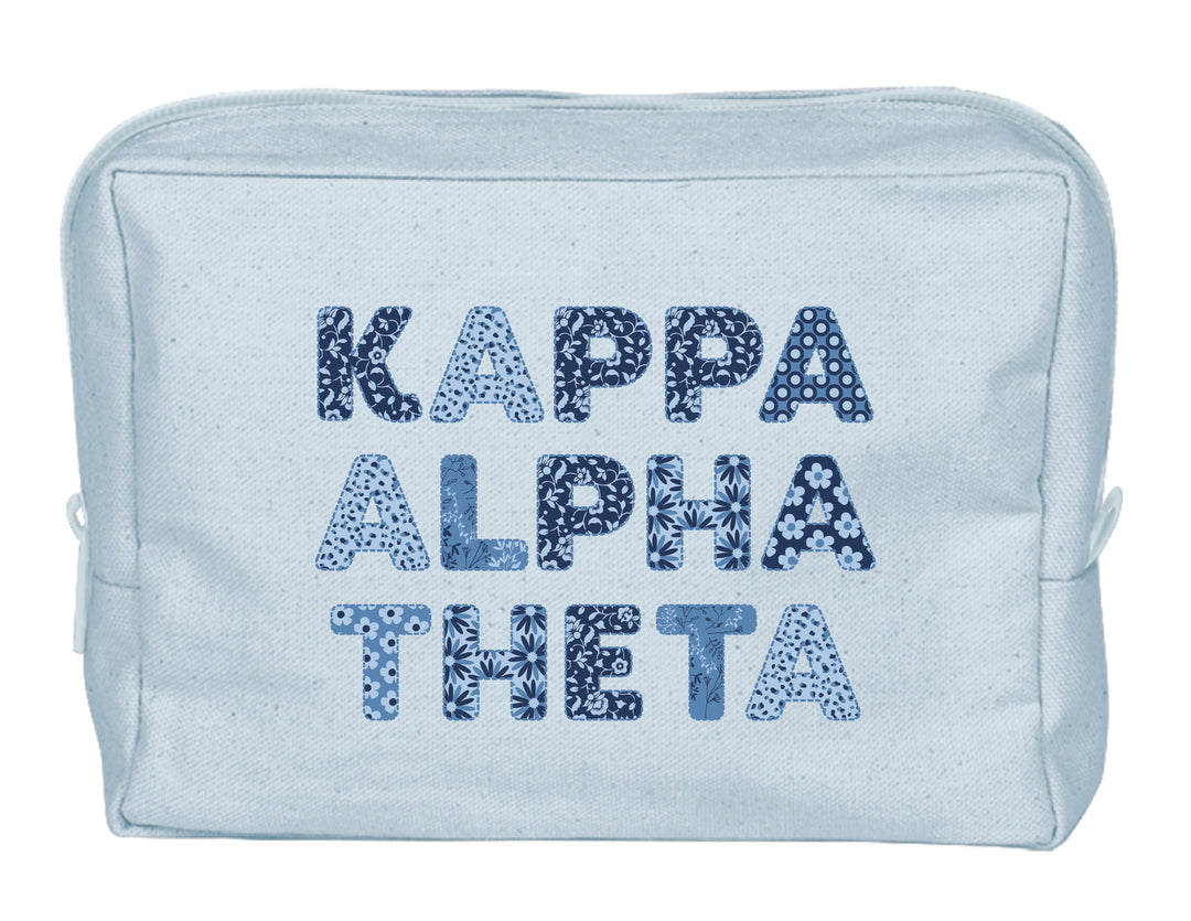 Kappa Alpha Theta Coquette Powder Blue Make-Up Pouch