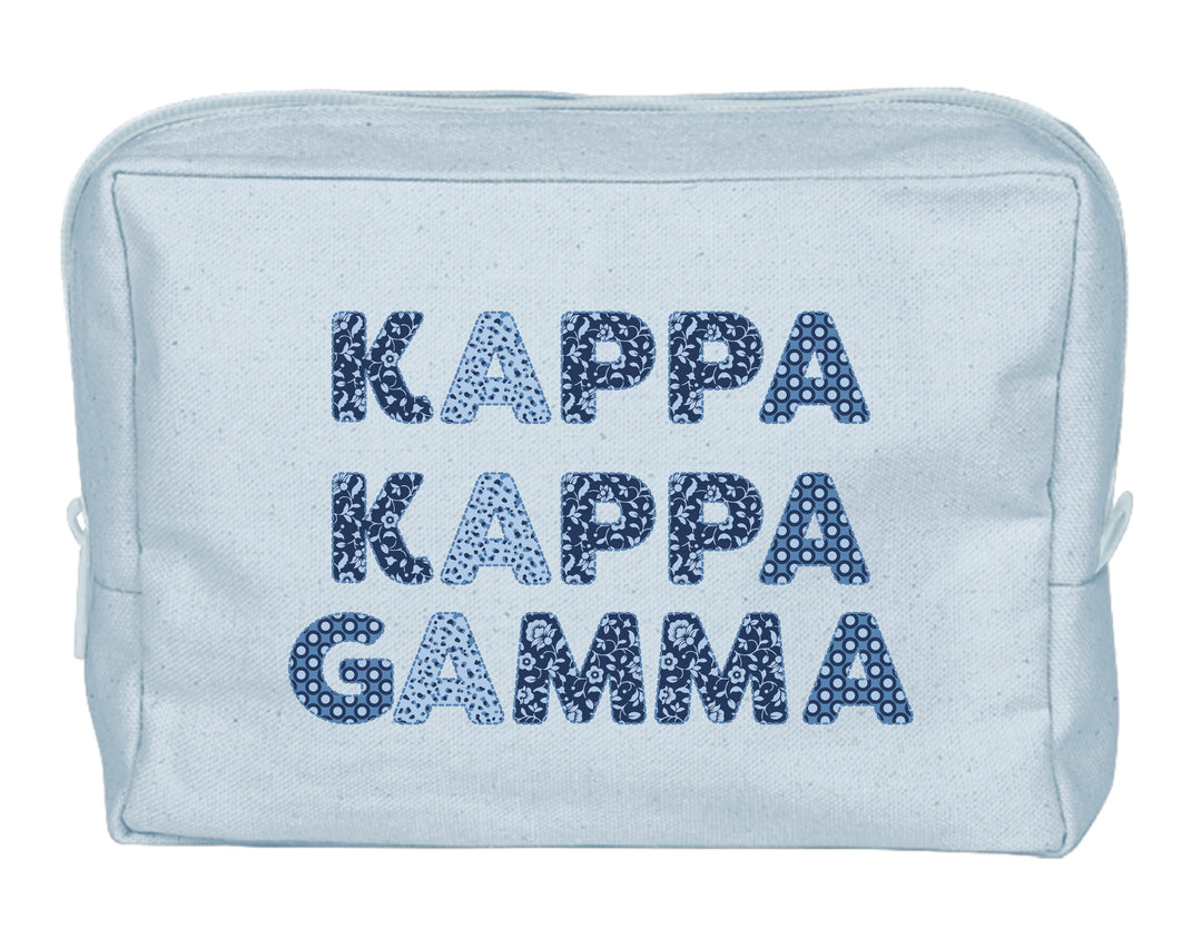 Kappa Kappa Gamma Coquette Powder Blue Make-Up Pouch